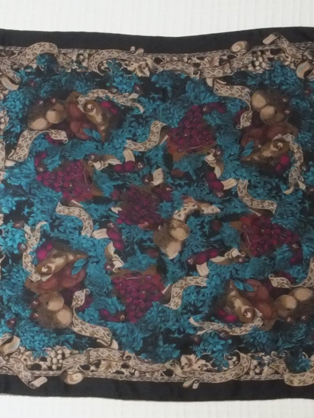 Oscar de la Renta Scarf 100% Silk Womens Floral 29 x 30 Rectangular **Holes**